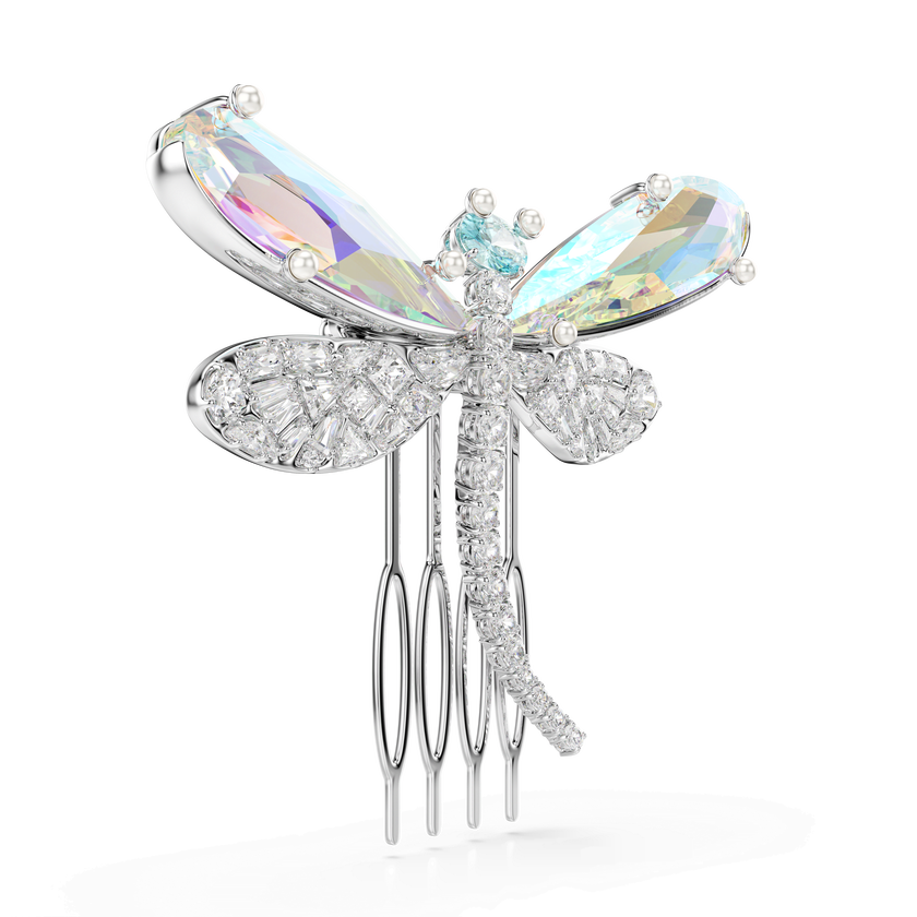 بروش وإكسسوار للشعر ariana grande x swarovski، قطع متنوع، شكل يعسوب، لون أخضر، طلاء روديوم