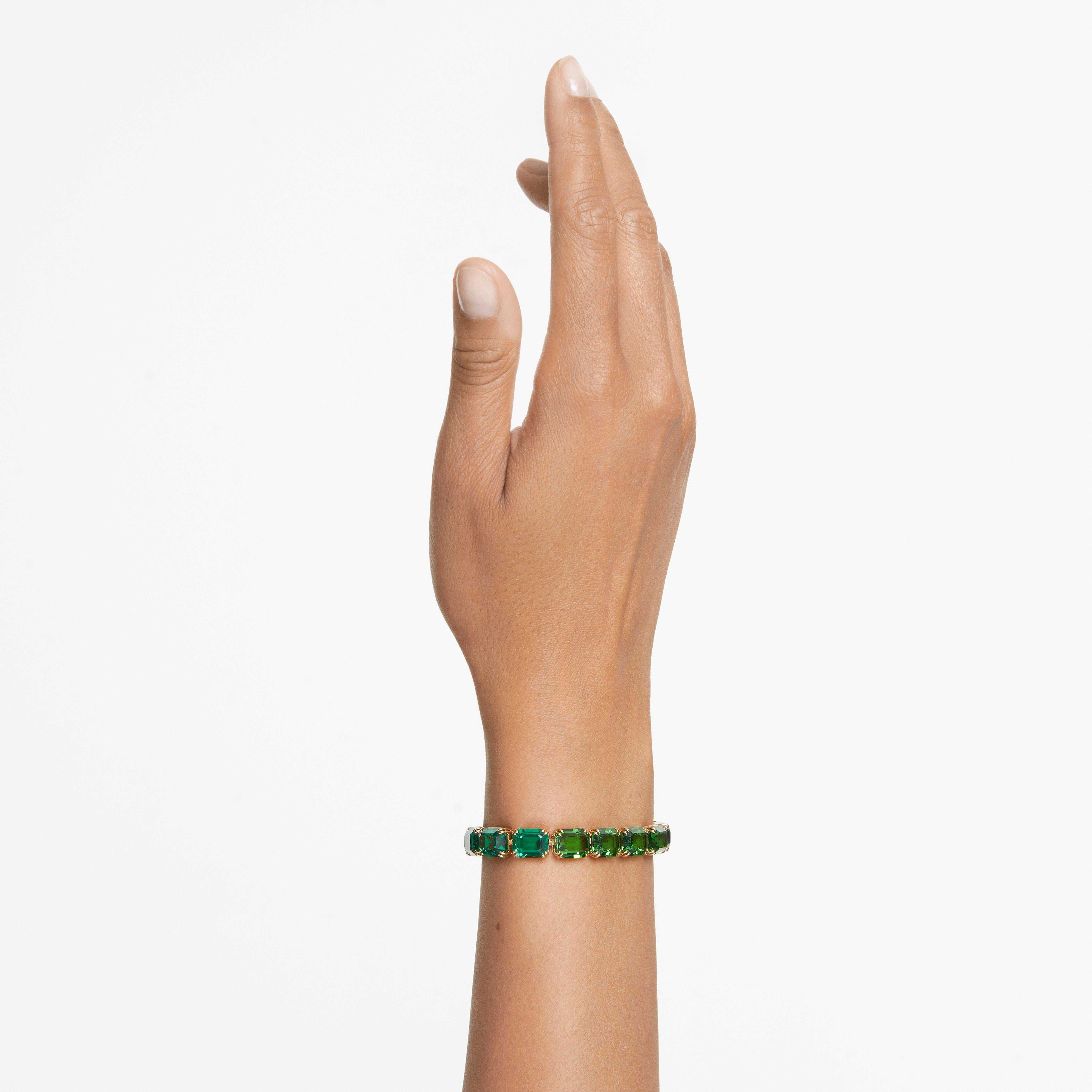 swarovski سوار millenia، قطع مثمن، تدرج لوني، لون أخضر، طلاء بلون ذهبي