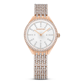 swarovski attract watch  swiss made  metal bracelet  rose gold tone  rose gold tone finish
