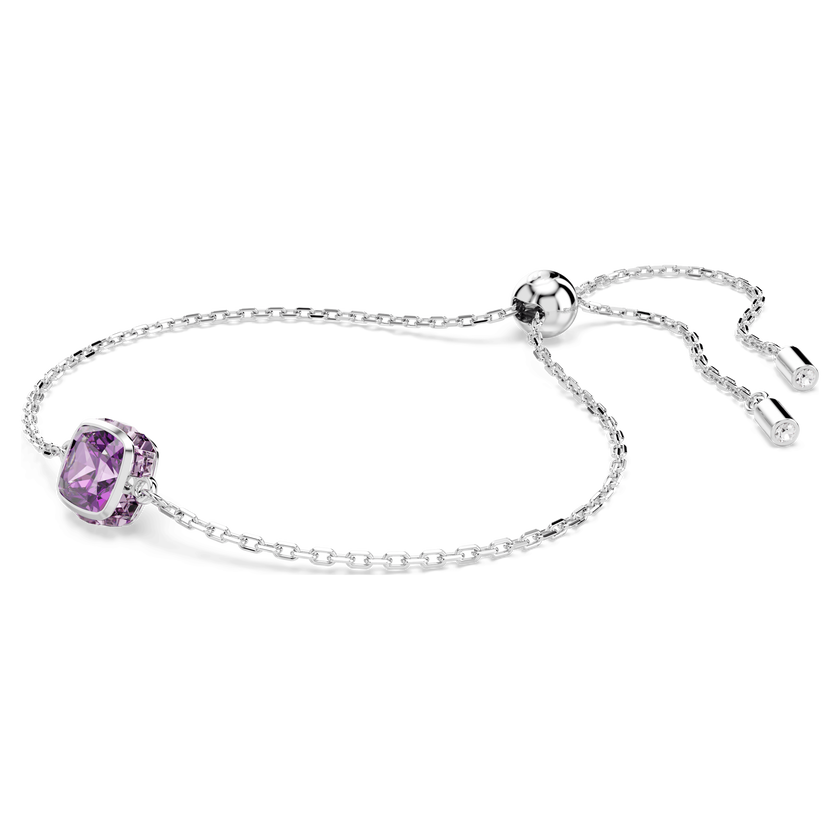 swarovski سوار birthstone، قطع مربع، february، لون أرجواني، طلاء روديوم