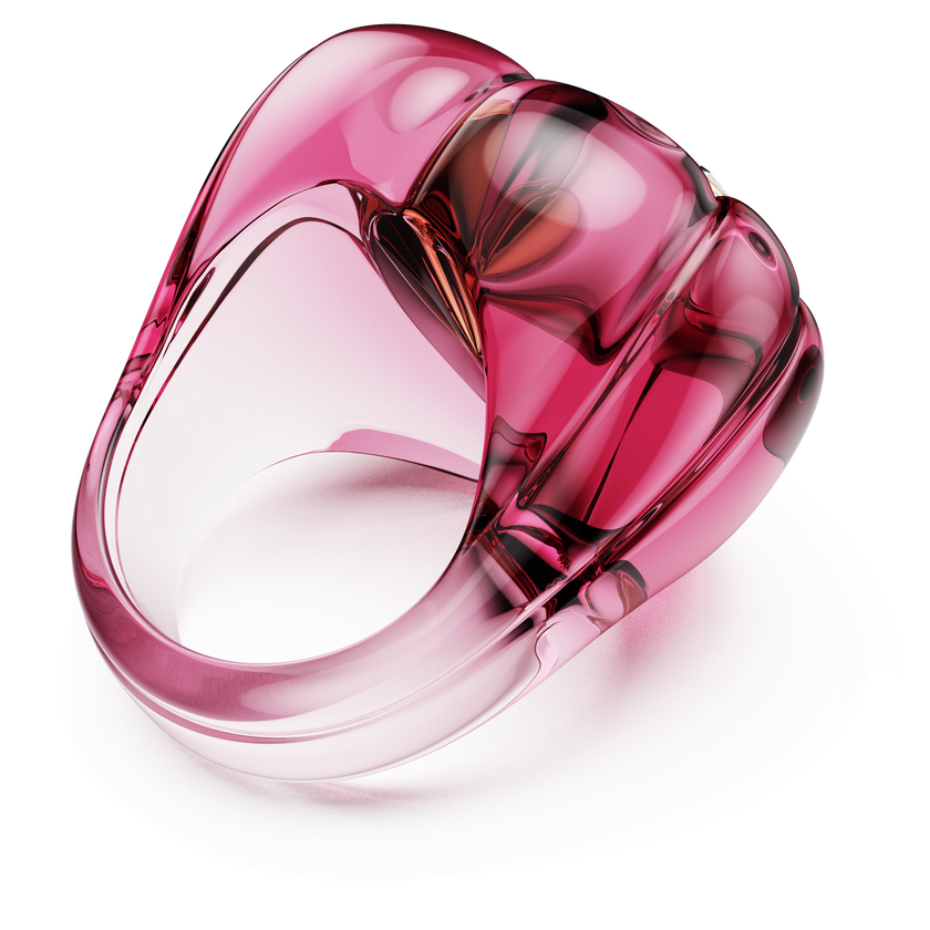 swarovski خاتم كوكتيل dulcis، قطع على شكل قلب، كريستالات مُتراصَّة، شكل قلب، لون وردي