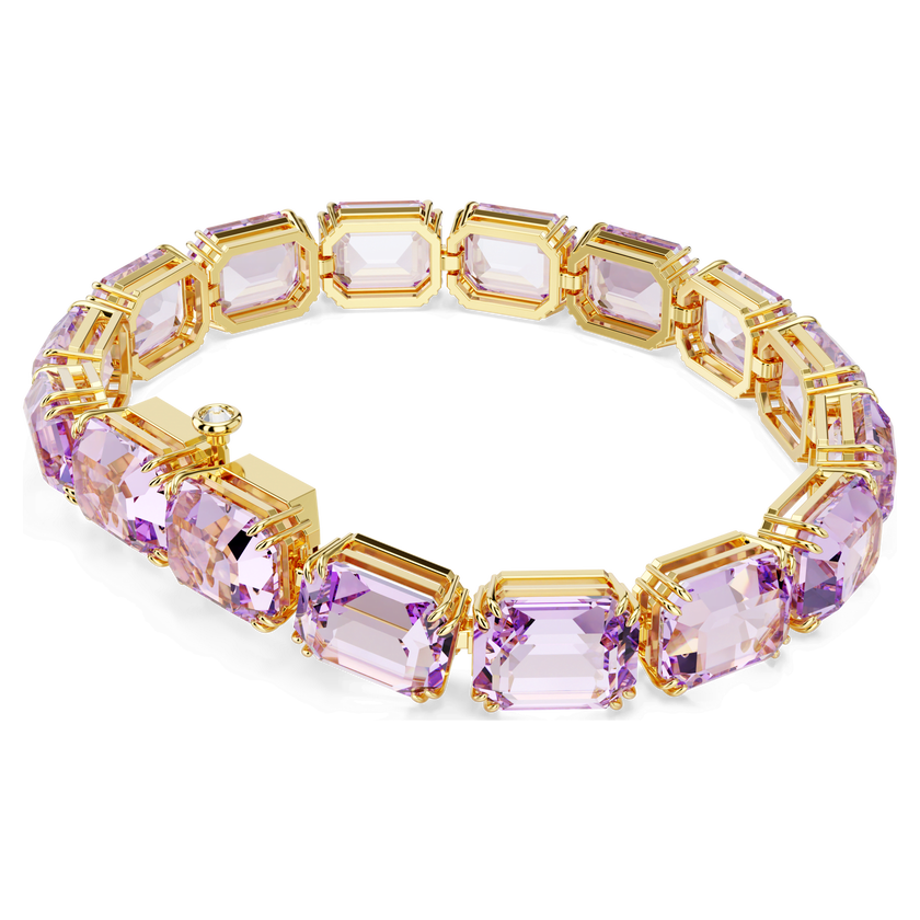 swarovski سوار millenia tennis، قطع مُثَمَّن، لون أرجواني، طلاء باللون الذهبي