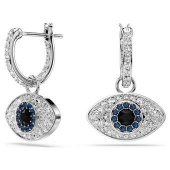swarovski symbolica drop earrings  evil eye  blue  rhodium plated