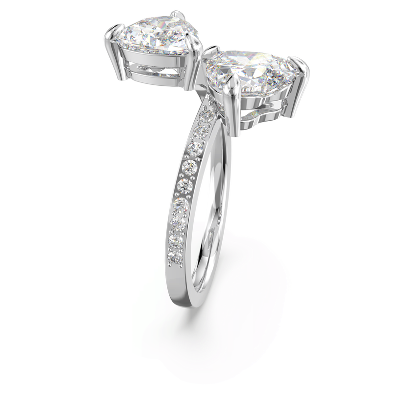 swarovski خاتم مفتوح، mesmera شكل قلب، لون أبيض، طلاء روديوم