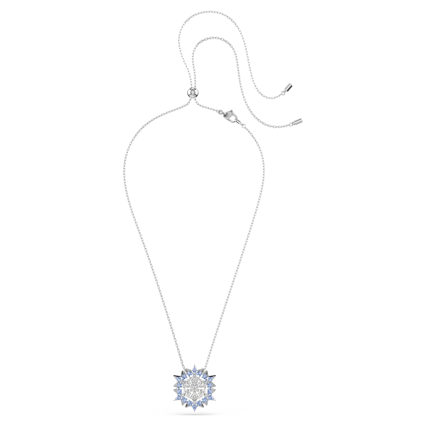 swarovski قلادة وبروش magic، شكل ندفة ثلج، لون أزرق، طلاء روديوم