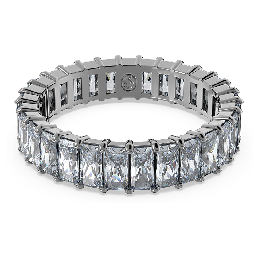 swarovski خاتم matrix، قطع باغيت، لون رمادي، طلاء روثينيوم