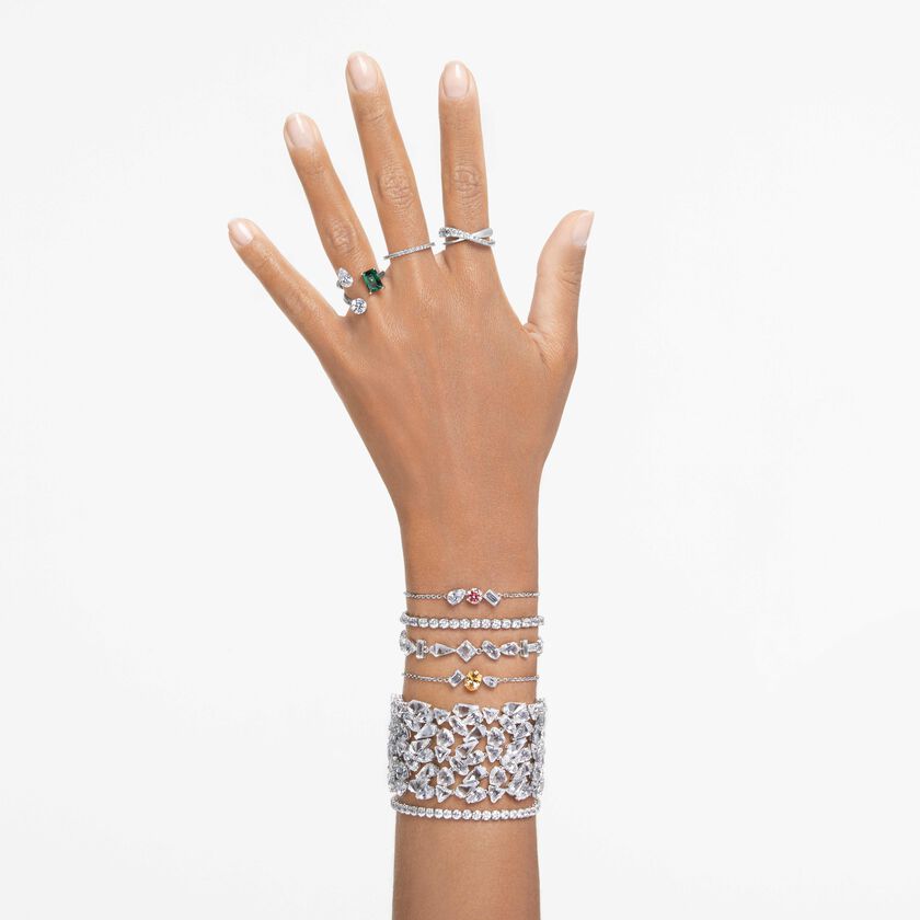 swarovski سوار matrix tennis، قطع مُستدير، لون أبيض، طلاء روديوم