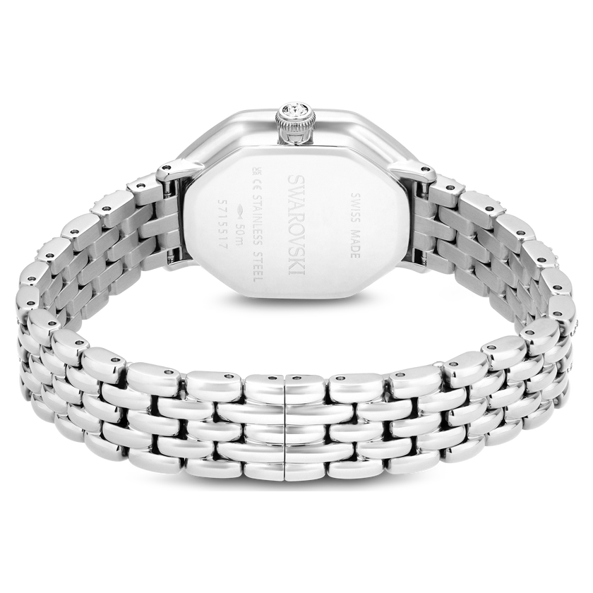 swarovski ساعة يد dextera octagon، صناعة سويسرية، سوار معدني، لون فضي، ستانلس ستيل