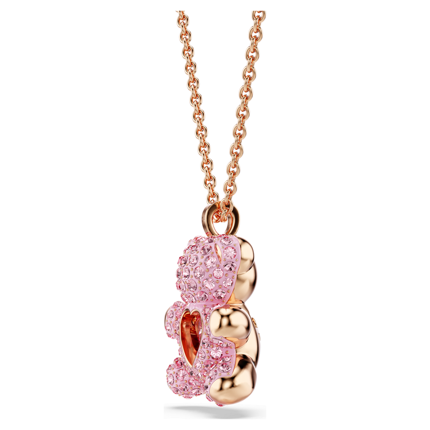 swarovski قلادة teddy، لون وردي، طلاء ذهبي وردي
