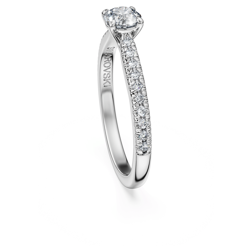 swarovski خاتم سوليتير eternity، أحجار ألماس مُصنعة في المختبر بإجمالي 0 7 قيراط، ذهب أبيض عيار 18