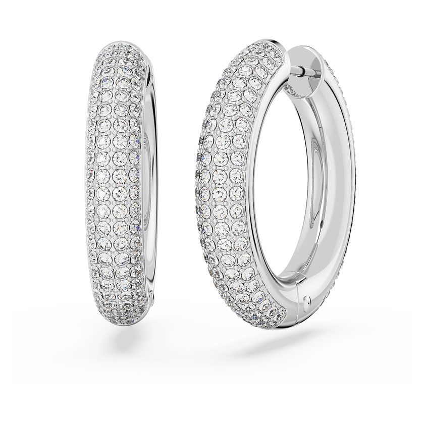 swarovski أقراط dextera حلقية، حجم متوسط، لون أبيض، طلاء روديوم