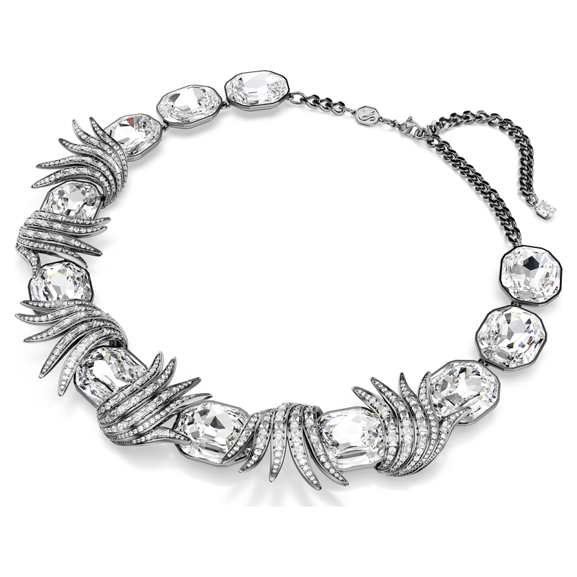 swarovski عقد the vienna collection، شكل ريشة، لون أبيض، طلاء روثينيوم