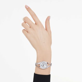 swarovski ساعة hyperbola bangle، صناعة سويسرية، سوار معدن، لون فضي، ستانلس ستيل