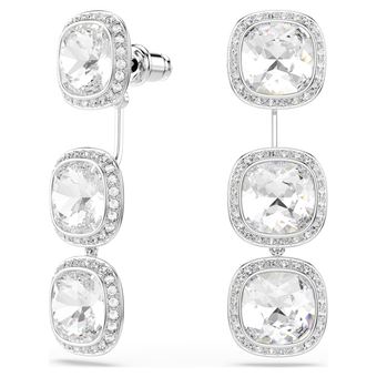 swarovski أقراط una angelic، قطع كوشن، لون أبيض، طلاء روديوم