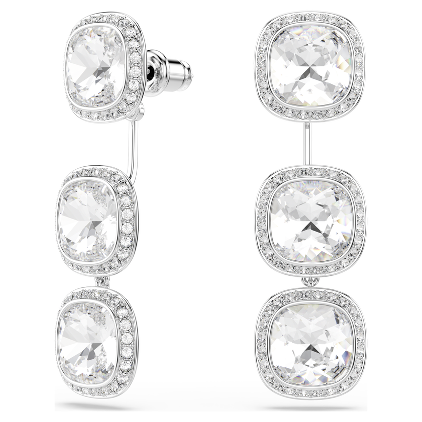 swarovski أقراط una angelic، قطع كوشن، لون أبيض، طلاء روديوم