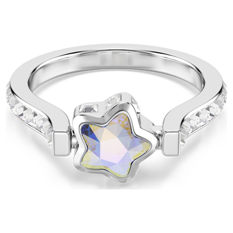 swarovski خاتم chroma، قطع متنوع، نجمة، لون أبيض، طلاء روديوم