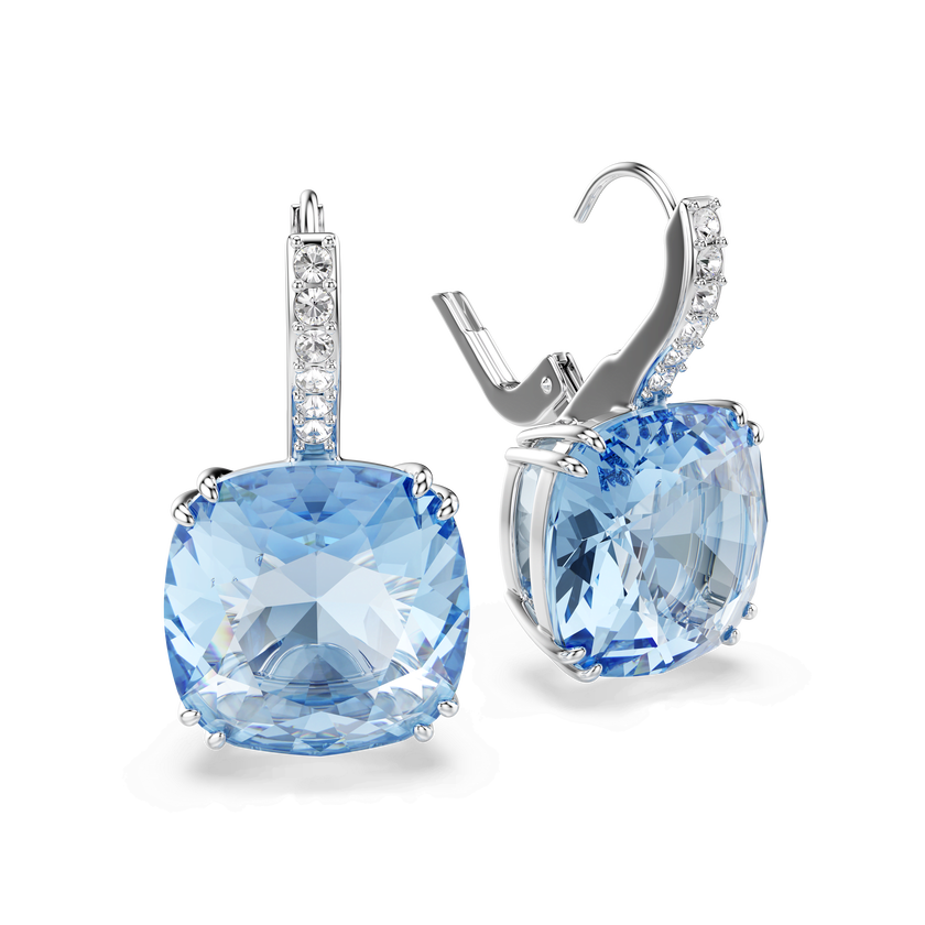swarovski أقراط متدلية millenia، قطع الوسادة، لون أزرق، طلاء روديوم