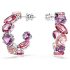 swarovski gema hoop earrings  pink  rhodium plated