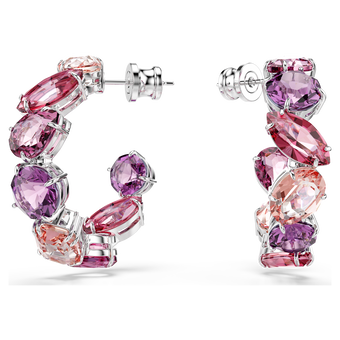 swarovski gema hoop earrings  pink  rhodium plated