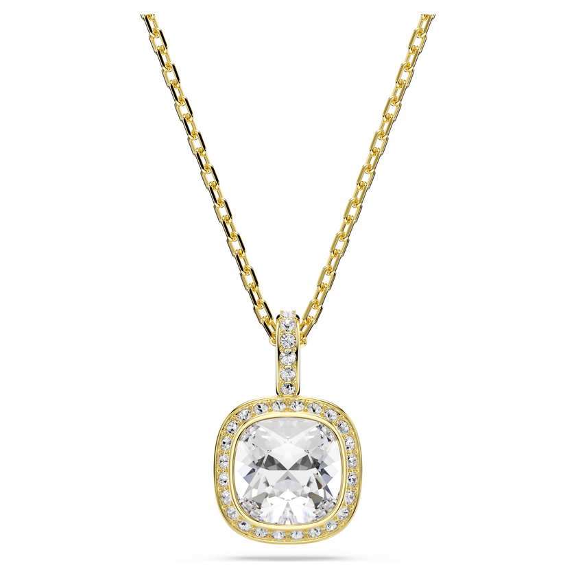 swarovski قلادة una angelic، قطع الوسادة، لون أبيض، لمسة نهائية من الذهب عيار 18 قيراط