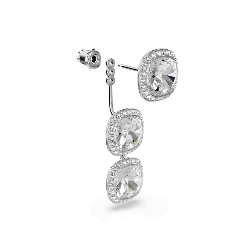 swarovski أقراط una angelic، قطع كوشن، لون أبيض، طلاء روديوم