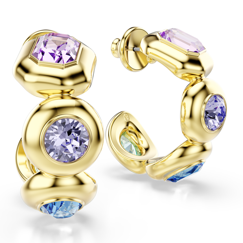 swarovski أقراط حلقية gema، قطع متنوع، ألوان متعددة، طلاء باللون الذهبي