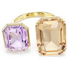 swarovski millenia open ring octagon cut multicolored gold tone plated