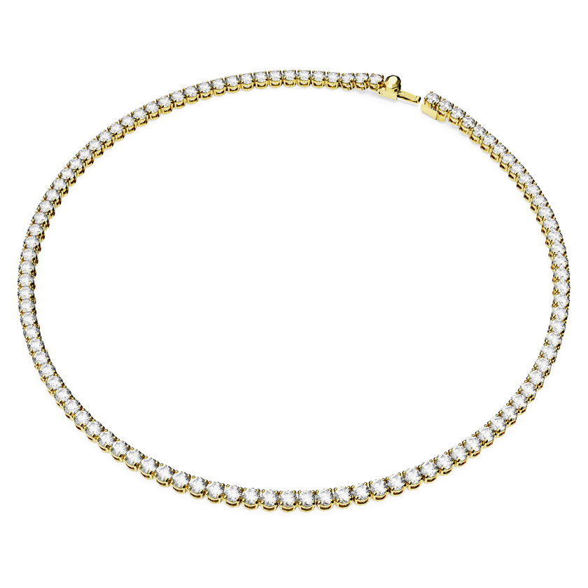swarovski عقد matrix tennis، قطع مستدير، لون أبيض، طلاء بلون ذهبي