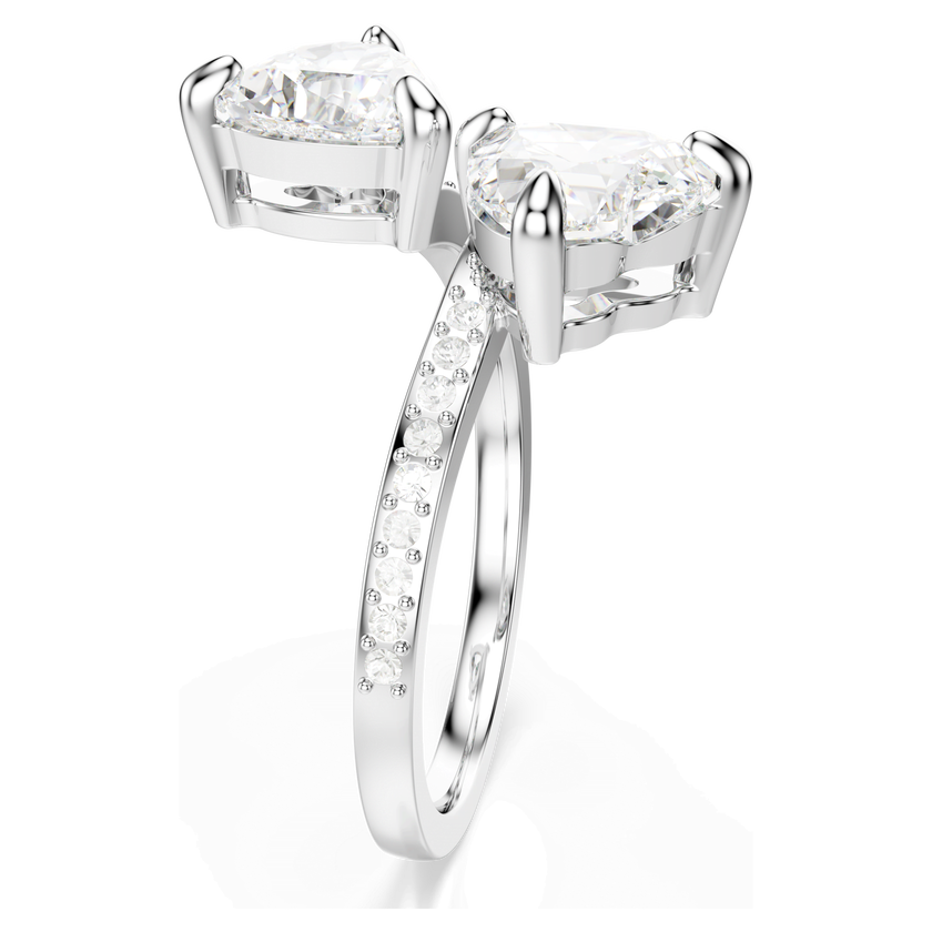 swarovski خاتم مفتوح mesmera attract، قطع على شكل قلب، كريستالات مُتراصَّة، شكل قلب، لون أبيض، لمسة نهائية باللون الفضي