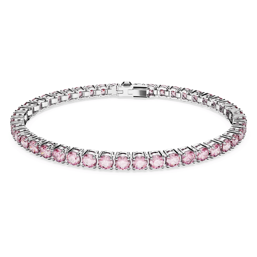 swarovski سوار matrix tennis، قطع مُستدير، لون وردي، طلاء روديوم