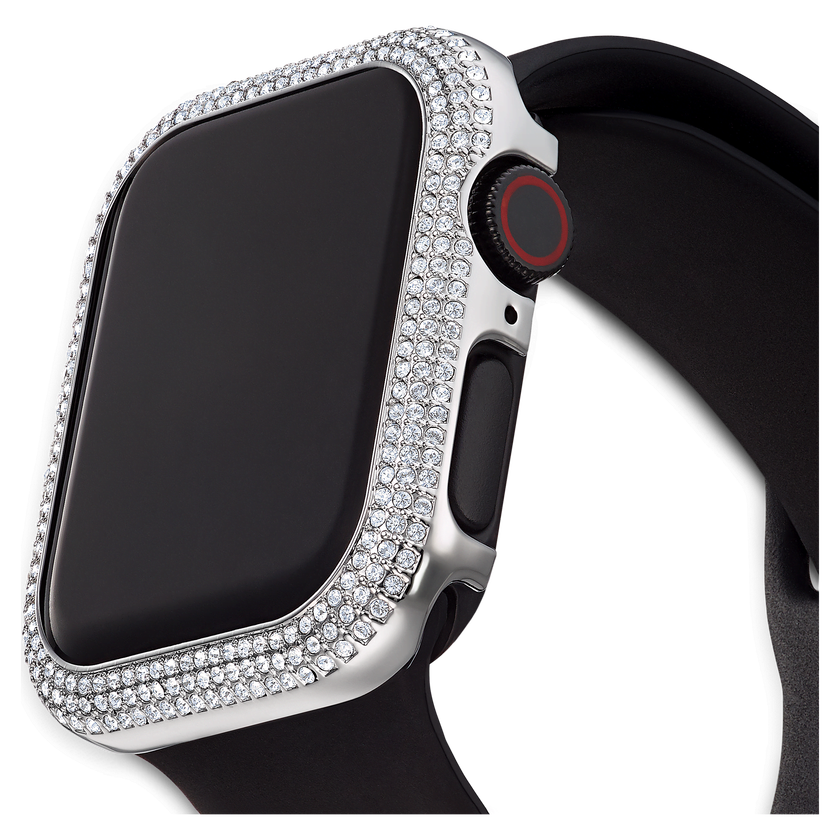 swarovski حافظة sparkling، متوافقة مع ساعة  apple إصدار 4 و5، 40 مم، لون فضي