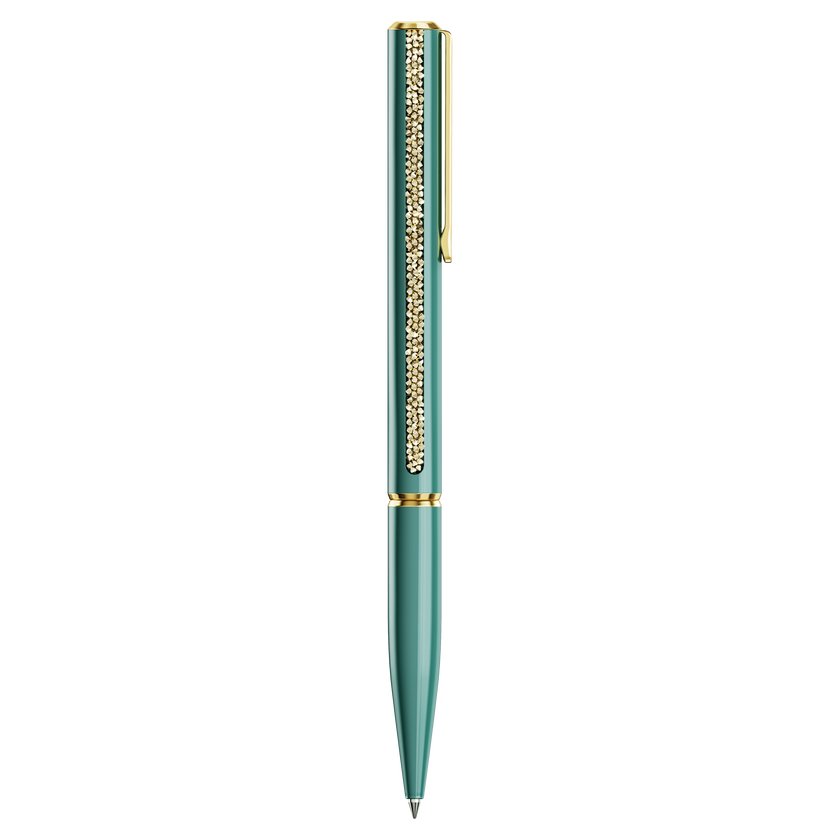 swarovski قلم حبر جاف crystal shimmer glide، لون أخضر، لون أخضر لامع، طلاء باللون الذهبي