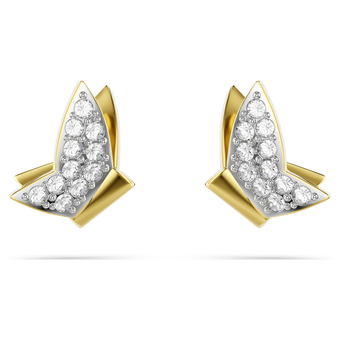 swarovski أقراط دبوسية idyllia lilia، شكل فراشة، لون أبيض، طلاء باللون الذهبي