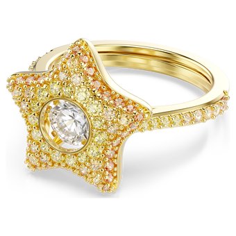 swarovski خاتم sublima، قطع مستدير، نجمة، ألوان متعددة، لمسة نهائية من الذهب عيار 18 قيراط