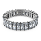 swarovski خاتم matrix، قطع باغيت، لون رمادي، طلاء روثينيوم