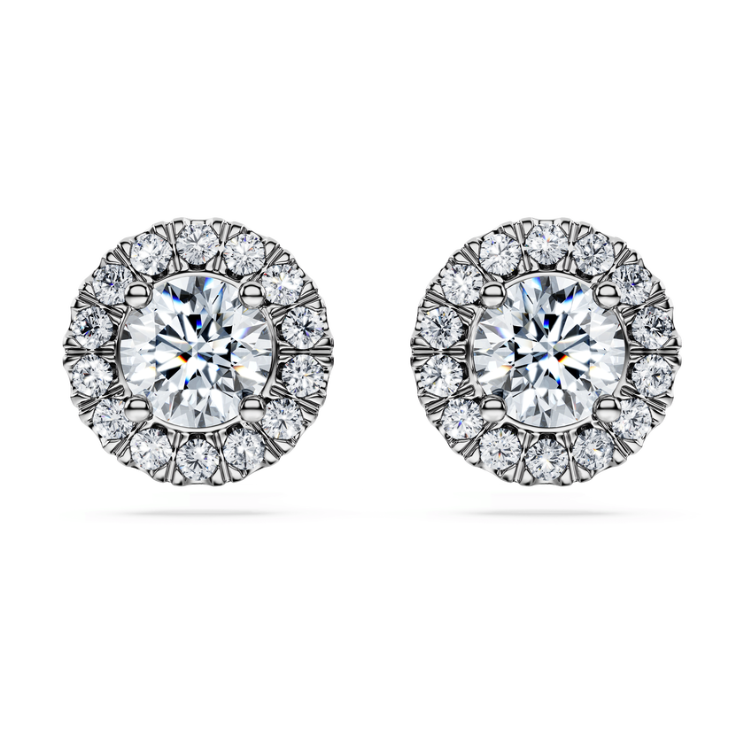 swarovski أقراط دبوسية eternity، أحجار ألماس مُصنعة في المختبر بإجمالي 2 قيراط، ذهب أبيض عيار 18
