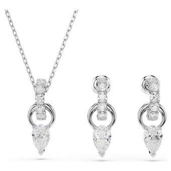 swarovski mesmera set pear cut round cut white rhodium plated