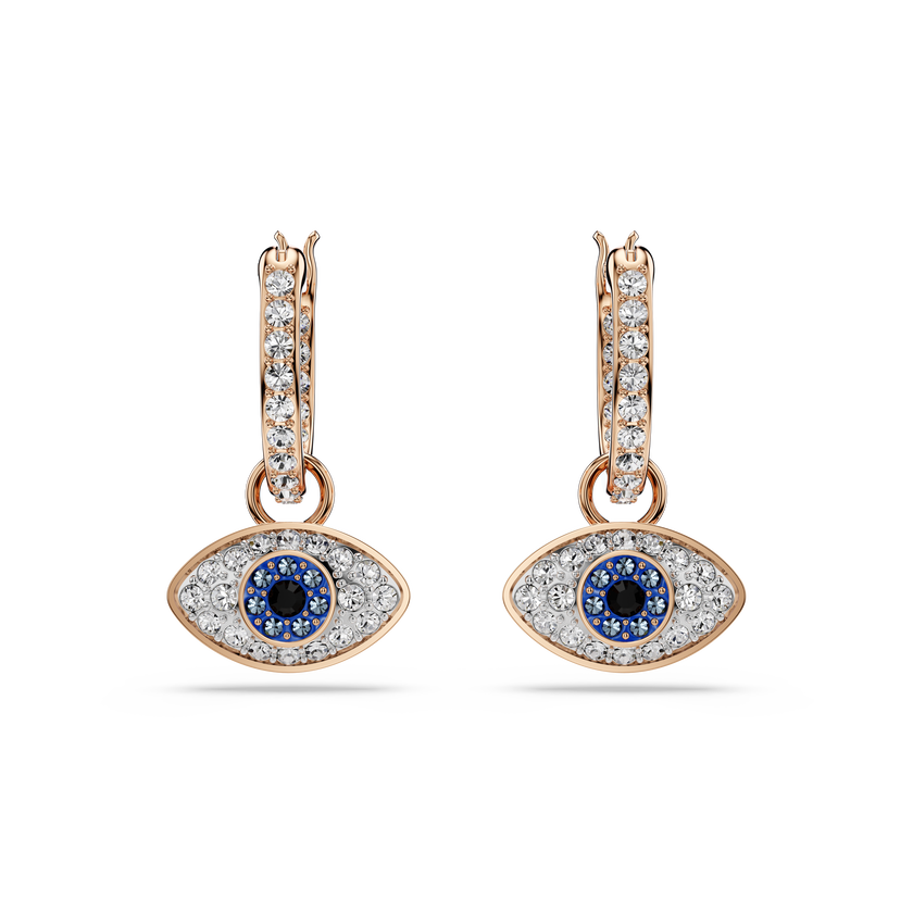 swarovski أقراط متدلية symbolica، شكل عين، ألوان متعددة، طلاء باللون الذهبي الوردي