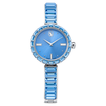 swarovski ساعة matrix بتصميم سوار، صناعة سويسرية، سوار كريستال، لون أزرق، ستانلس ستيل