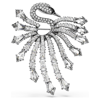 swarovski بروش the vienna collection، شكل بجعة، لون أبيض، طلاء روثينيوم