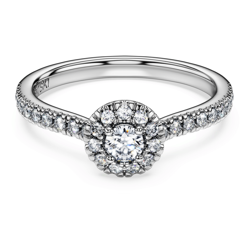 swarovski خاتم سوليتير eternity، أحجار ألماس مُصنعة في المختبر بإجمالي 0 45 قيراط، شكل مستدير، فضة إسترليني