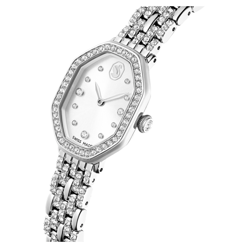 swarovski ساعة يد dextera octagon، صناعة سويسرية، سوار معدني، لون فضي، ستانلس ستيل