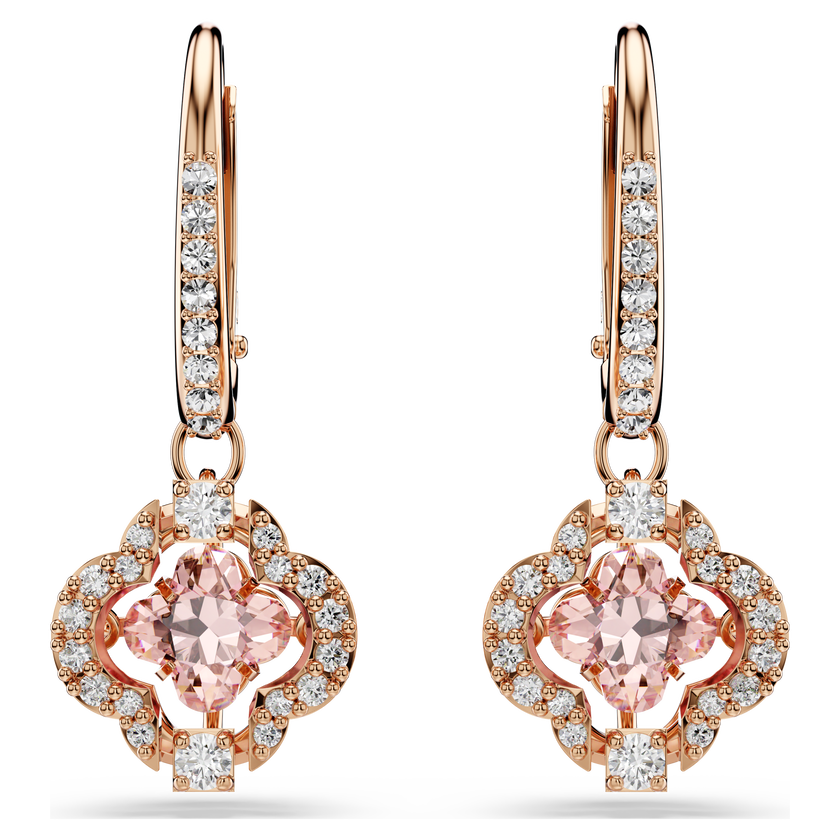 swarovski أقراط متدلية una، على شكل زهرة البرسيم، لون وردي، طلاء ذهبي وردي