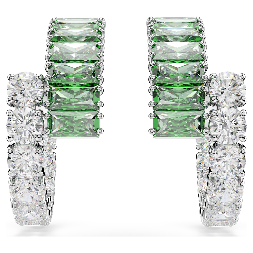 swarovski أقراط حلقية matrix، قطع متنوع، لون أخضر، طلاء روديوم