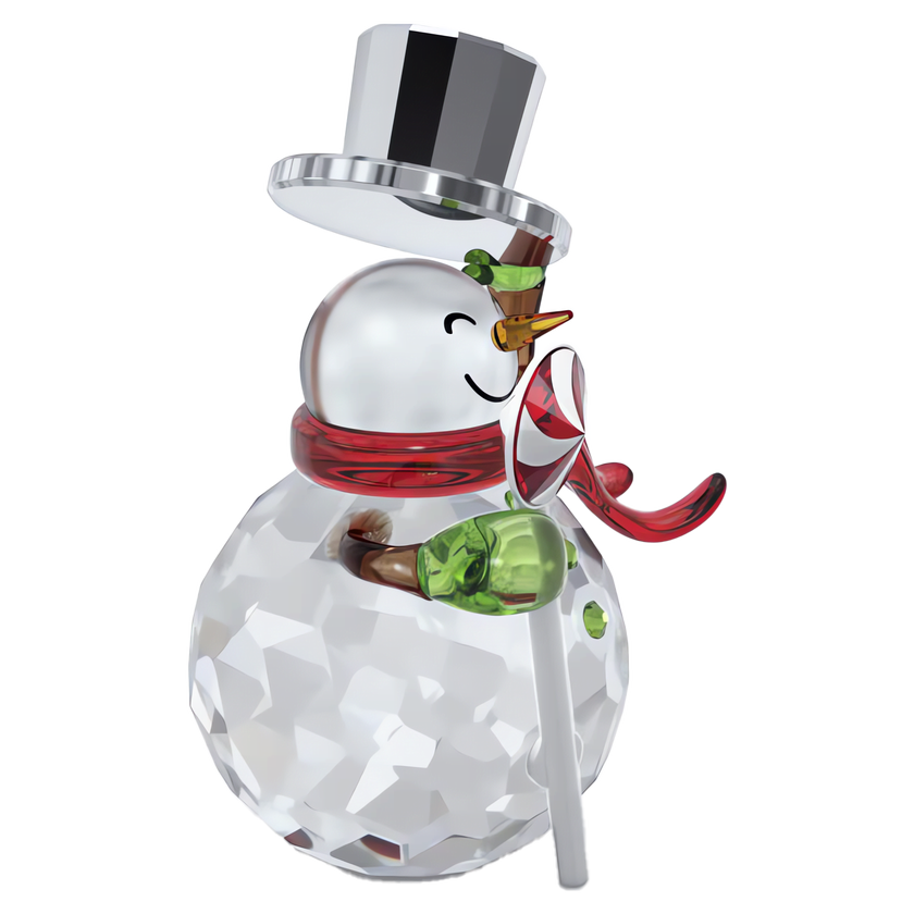 swarovski مجسم على شكل رجل ثلج ممسكاً بحلوى holiday cheers