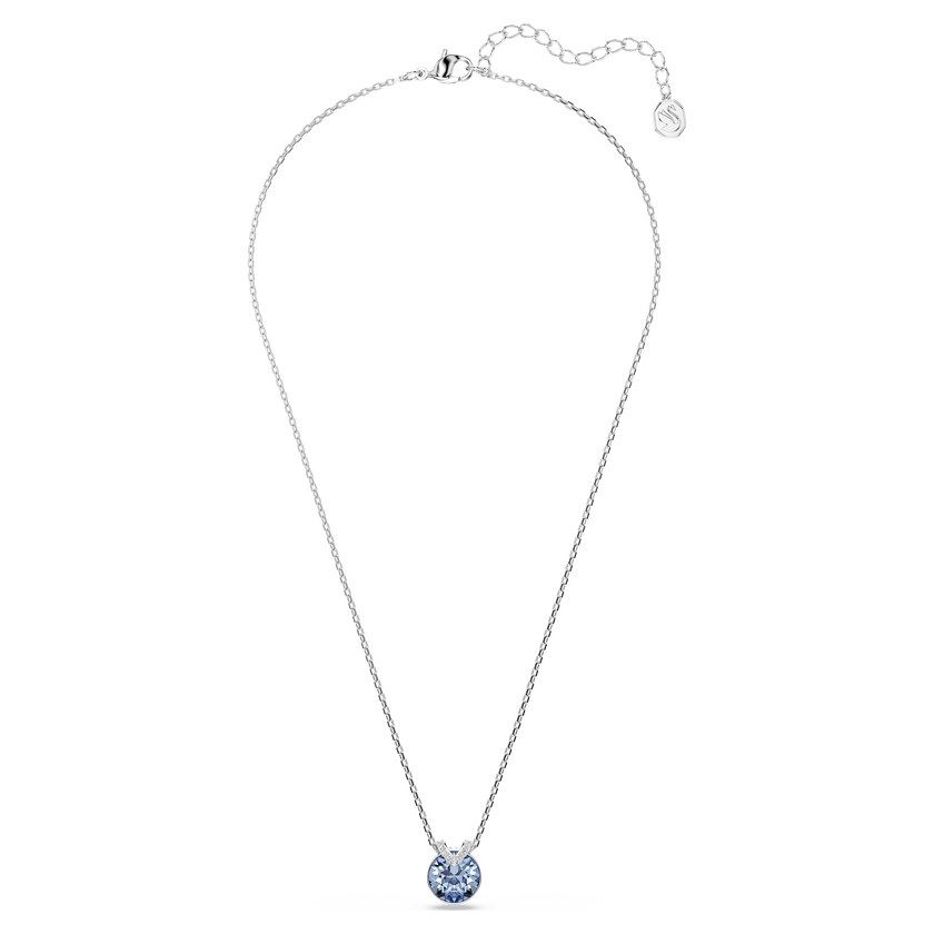 swarovski قلادة bella v، قطع دائري، لون أزرق، طلاء روديوم