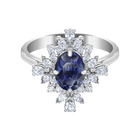 خاتم Palace Motif ، أزرق ، مطلي بالروديوم