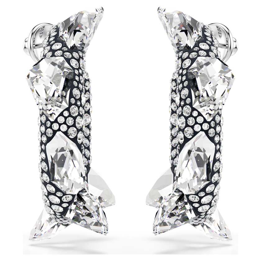 swarovski أقراط حلقية sublima، شكل سن مدبب، لون أبيض، طلاء روديوم