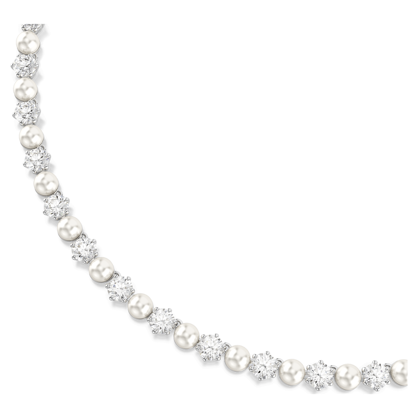 swarovski عقد matrix tennis، لآلئ كريستال، قطع مستدير، لون أبيض، طلاء روديوم