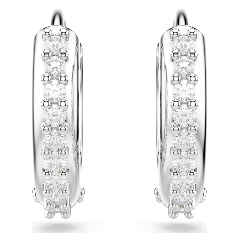 swarovski أقراط حلقية matrix، قطع مستدير، لون أبيض، طلاء روديوم